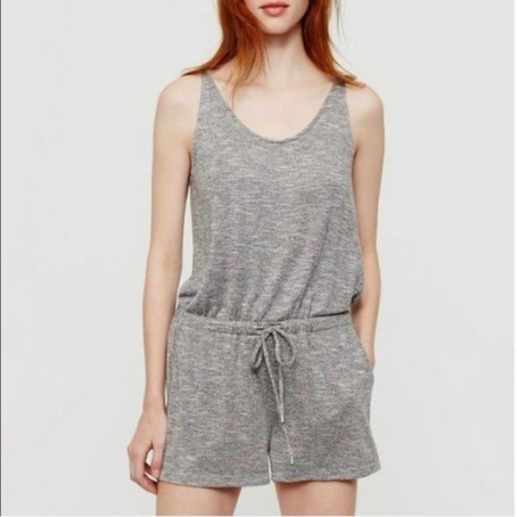 Lou & Grey Pants - Lou & Grey Drawstring Lounge Romper Marled Grey S